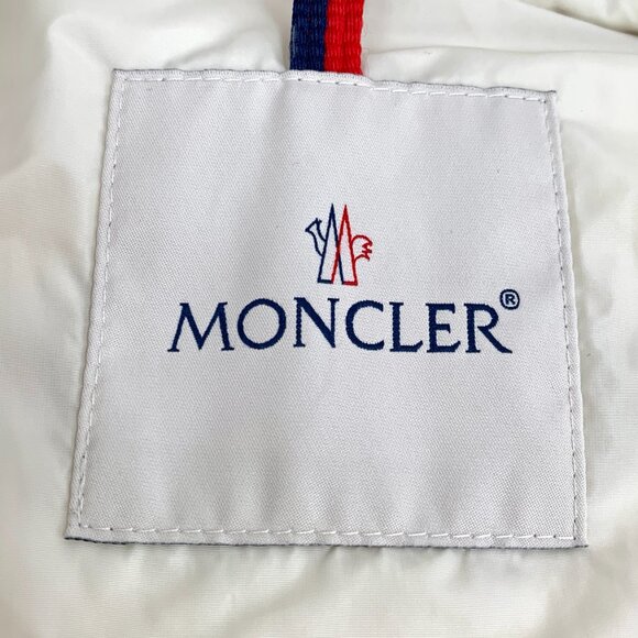 JW0255 Moncler Clio Series Off-White Logo Patch Hooded Fur Collar Long Sleeve Zi - Picture 7 of 9